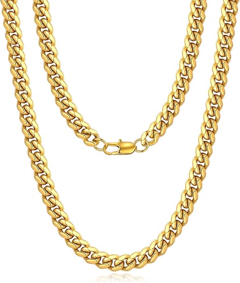 Jewlpire Cuban Link Chain for Men, Silver/Gold Chain for Men Women